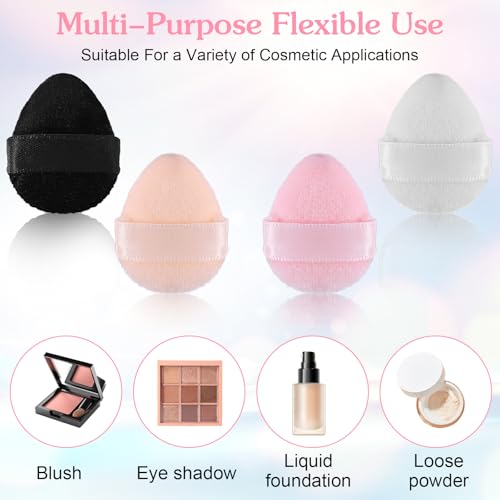 TIESOME 8Pcs Mini Powder Puff, 4 Colors Finger Powder Puff Small Powder Finger Puffs Triangle Makeup Puffs for Foundation Setting Cushion Puff for Women Girls