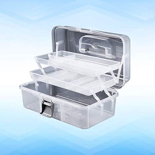 Image of Foldable Nail Tool Box Multi- Functional Nail Storage Organizer Cosmetic Case Three- Layer Acrylic Nail Toolbox (Small, Transparent) Musical Acessories