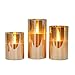 Rhytsing Gold Glass Battery Operated Candles with Remote, Flameless LED Candle Gift Set, Warm White Light - Include 6 Batteries