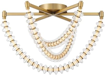 Minka Lavery 5645-732-L Pearl 28" Wide Semi-Flush Ceiling Fixture - Legacy Brass with Clear Glass