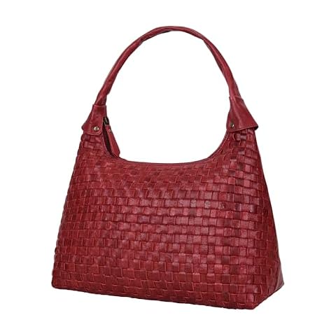 ANTONIO VALERIA Christmas Gift Allison Braided Red Leather Hobo Bag for Women Cover