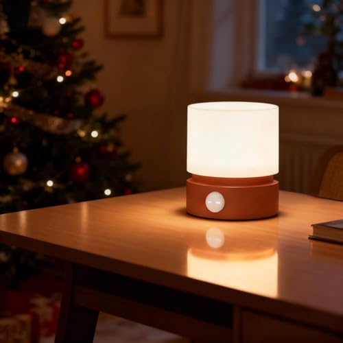 Image of Cylindrical Lamp Cute Night Light USB Charging Nordic Rotating Digital Display, Timer, Rechargeable, Dimmable, Sleep Companion Night Ligh(Red)