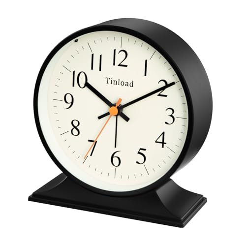 Image of 4.5 inchRetro Analog Alarm Clock,Vintage decor , Super Silent Non Ticking Small Clock with Manual Light, Snooze, Battery Operated, for Bedroom, Living Room, Office,Nightstand, Bedside, Desk ,Table(Black)