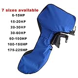 TeBaisea Outboard Motor Cover - Full Outboard Motor Engine Cover Waterproof Boat Cover with 600D Heavy Duty Oxford Fabric + Extra PVC Coating Fit for Motors