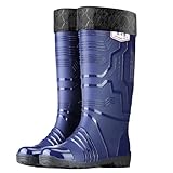 [JUI3N] レインブーツ メンズ 長靴 黒 ブラック 完全防水 雨の日 おしゃれ ブルー裏起毛 シンプル ロング 長くつ 靴 ラバーブーツ メンズ 大きいサイズ 雨 雨用 キャンプ アウトドア ガーデニング 農作業 釣り 折りたたみ レインシューズ 24.5cm ロング