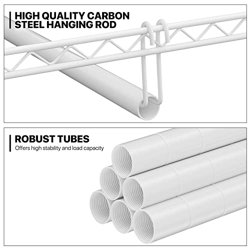 Monibloom Garment Rack Heavy Duty Clothes Rack Steel 66 Inch Expandable Clothing Rack With Shelves, Freestanding Portable Adjustable Feet Wardrobe Closet Rack For Hanging Clothes, Load 1000Lbs, White #TOP6