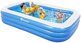 Seguro y Duradero: La piscina inflable está hecha de material de PVC de alta resistencia con un grosor de 0,4 mm, que es un 50% más grueso que la mayoría de los productos del mercado, lo que puede reducir el riesgo de pinchazos. Se proporcionan dos parches adicionales en el paquetede pinchazos y garantiza una larga vida útil.