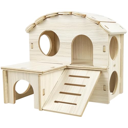 UDTGYELF Casa de hámster, (18 * 15.5 * 15.5 cm) Casa Hamster, Casa de hámster con Escalera de Escalada para hámsteres Gerbils Ratones o Mascotas de tamaño Similar