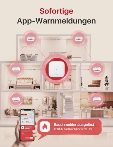 X-Sense Smart Rauchmelder XS01-M mit SBS50 Basisstation, Zertifiziert nach EN 14604, Funkrauchmelder...
