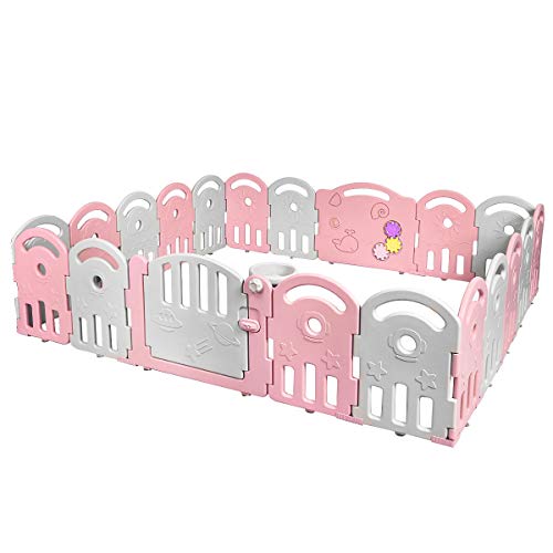 Costzon Baby Playpen, 20-Panel Kids Safety Yard Activity Center Playard with Safety Lock