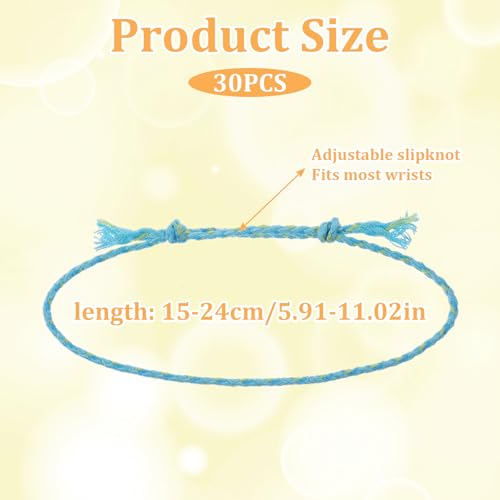 30 Pcs Woven Wrap Friendship Bracelets, Handmade Braided Friendship Bracelet Boho Surfer Woven Wrist Bracelet for Women Mens Adjustable Colorful String Bracelet for Birthday Gifts Party Favors2