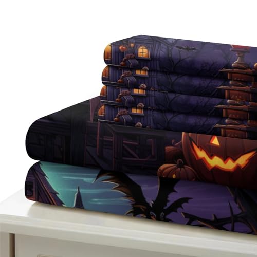 Ensemble de literie Halloween en microfibre supérieure avec fermeture éclair