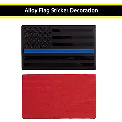Image of XMUINT Metal American Flag Emblem, 2 Packs 5 inch USA Car Military Patriotic Sticker, Alloy Bumper Fender Door Window Trunk Engine Hood Decal for Car Truck SUV Matte Black Blue Line