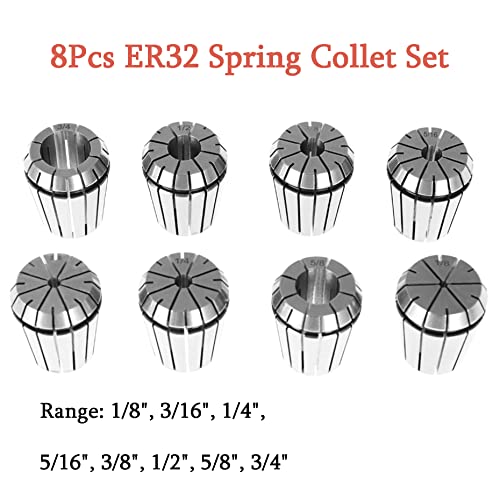 Kimllier KM-1507224-788266-LR 8Pcs Carbon Steel Er32 Spring Collet Set 1/8 thumb #2