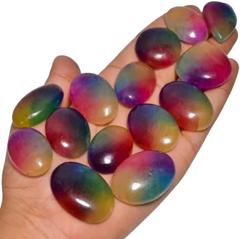 Natural Flat Back Mix A+ Quality Loose Cabochon for Jewelry Making, DIY, Wire Wrapping, Healing Rings Crystals, Pendants, Wedding Gift - 5 Pcs