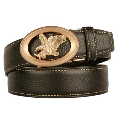 Ceinture à cliquet en cuir pour homme avec boucle aigle sculptée élégante