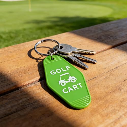 Image of 2pcs Golf Cart Keychain Plastic Retro Motel Golf Cart Key Chain for Women Men