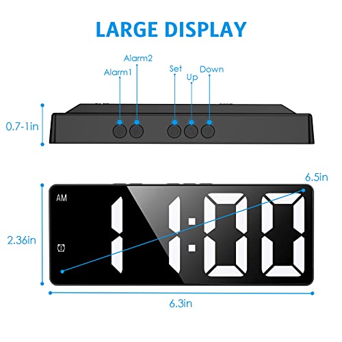 Amir 𝐔𝐩𝐠𝐫𝐚𝐝𝐞𝐝 Digital Alarm Clock, Led Alarm Clock For Bedroom, Electronic Desktop Clock With Temperature Display, Voice Control, 12/24H, Digital Clock For Heavy Sleepers(No Battery＆Adapter) #TOP1