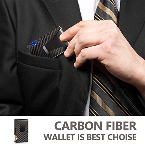 Clinfaster Minimalist Slim Wallet For Man, Travel Wallet, Rfid Blocking Front Pocket Slim Credit Card Holder,Carbon Fiber Thin Wallets With Money Clip #TOP5