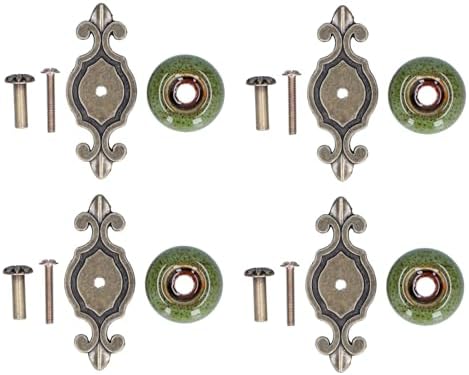 4 Set Zinc Alloy Round Cabinet Knob Drawer Pull Handle Green for Furniture Wardrobe Bathroom Hardware