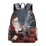 LMNGH Mochila para homens e mulheres mochila impermeável gato computador bolsa de trabalho para viagens, Presente de Feliz Natal do Papai Noel, 42x30x15cm