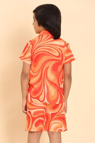 Image of Boys Printed Casual Shirt Short Sleeve Button Down Beach Shirt for Kids