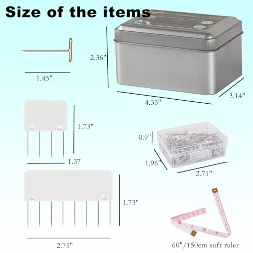 Svartur Knit Blocking Pins Kit, Includes 20 Knit Blocking Combs, 100 T-pins for Blocking Knitting Crochet, Needlework Projects, Knitting Block Tool for Blocking Mats, White