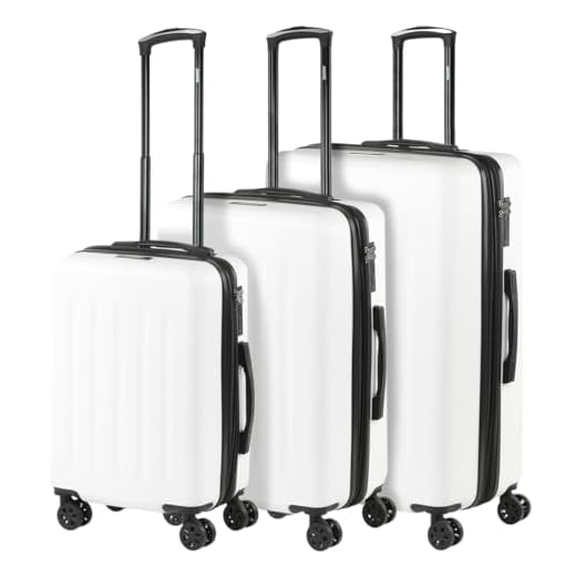 SKPAT - Juego de Maletas de Viaje Ligeras 3 Pzs. Set Trolley ABS 4 Ruedas Cabina + Mediana + Grande Ríidas y Resistentes. Conjunto Equipaje Avión. Candado TSA 175100, Color Blanco Milk