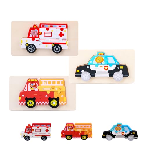 Vokiuler 木製パズル 知育玩具 子供向け モンテッソーリ教育 おもちゃ 3個セット 形合わせ 幼児用木製ジグソーパズル 型はめパズル 脳トレ 誕生日 クリスマス プレゼント