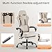 Sweetcrispy Computer Gaming Chair - High Back Ergonomic Desk Chair with Footrest and Lumbar Support, Height Adjustable Task Chair with Linkage Armrests and Headrest, 360°Wheels, Fabric, Khaki