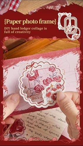 Image of Invite Enterprise 346PCS Vintage Scrapbook Kit Aesthetic Junk Journal Set with Stickers, Washi Tape & A6 Notebook with Decorative Paper Stationery (Romantic Manor Love-Red)