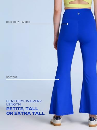 Image of CAVA Petite Hourglass Flared Leggings for Women | V Waistband, Anti Camel Toe Design, Petite Fit, Flared Bottoms, Deep Pockets, Sculpting Stretch Fabric