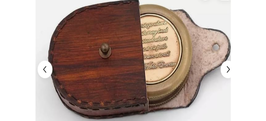 Brújula de navegación estilo vintage de latón con estuche de cuero, brújula de bolsillo, mejor regalo para Navidad miniatura 2