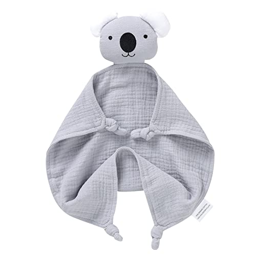 La Mejor Lista de Mantitas de arrullo disponible en línea. 48 LAWKUL Manta de Seguridad para bebés recién Nacidos, Muselina de algodón orgánico, Suave, para niños y niñas, 40 x 40 cm, Color Gris Koala
