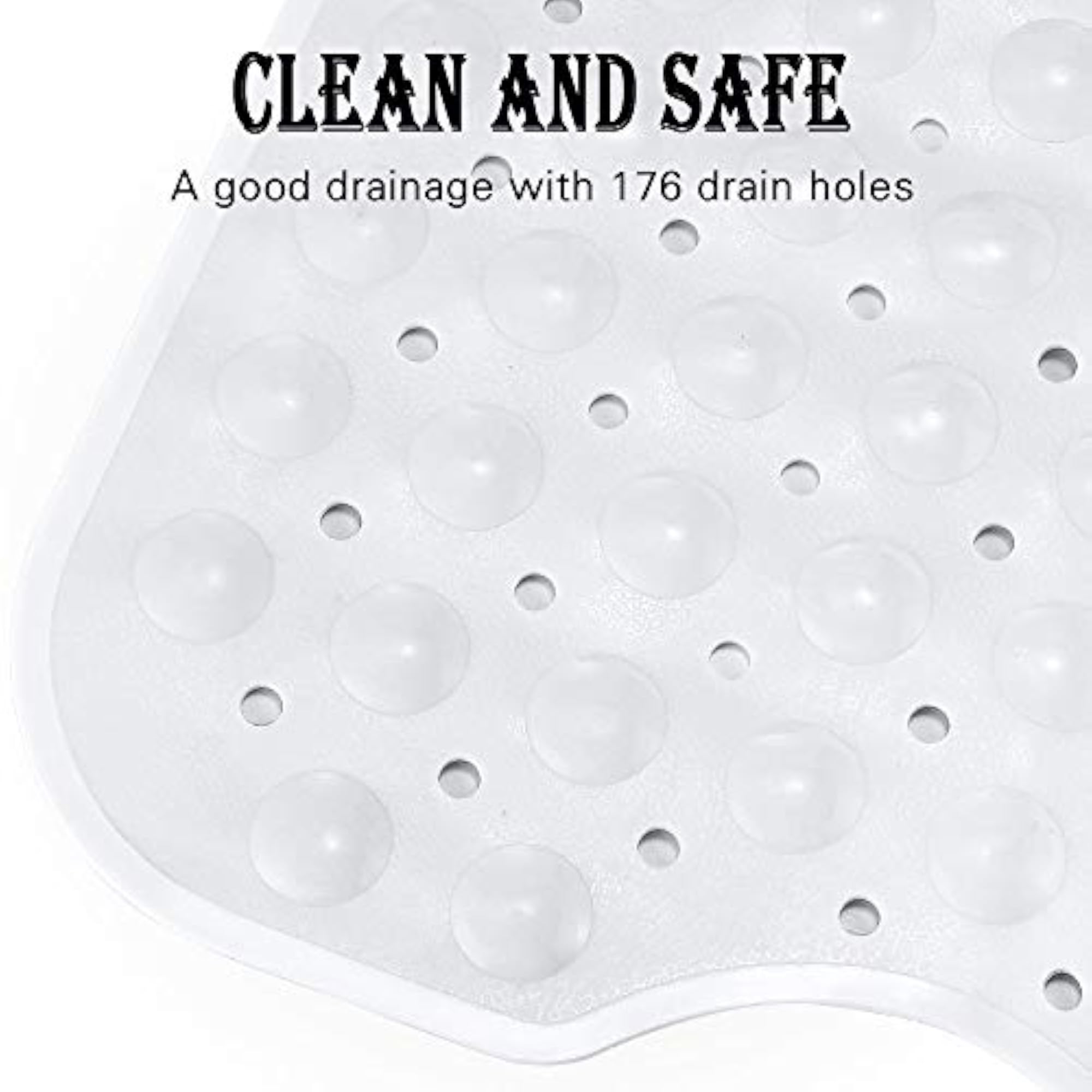 Non-Slip Bath Tub Shower Mat with Suction Cups, White