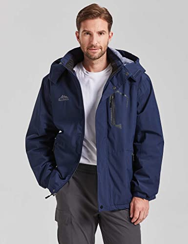 Image of ELLSWOS Men's Waterproof Ski Jacket Winter Snow Coat Warm Hooded Raincoat Windproof Windbreakers