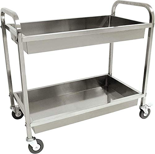 Image of INDIAN DECOR. 55744 Stainless Steel Chrome Color Serving Cart, Bar Trolley, Kitchen Trolley, Serving Trolley, Hospital Trolley, Trolley for Dental Clinic - Stainless Steel