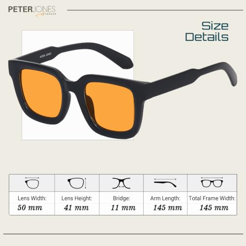 Image of Peter Jones Unisex Large Square UV /UB Protected Sunglasses (3803)