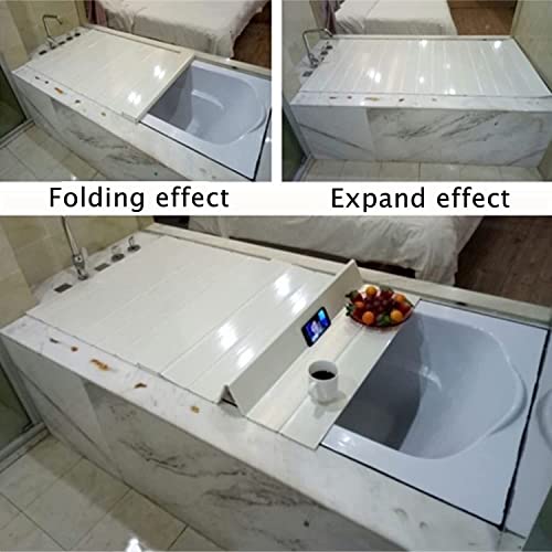 Couvercle d'isolation de baignoire JATIBOSH blanc pliable en PVC