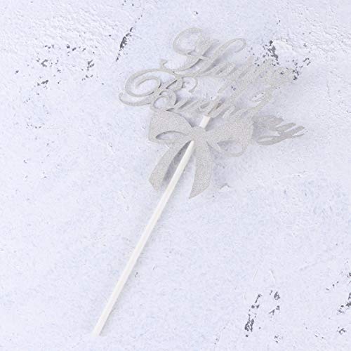 YARNOW 10 Stks Happy Birthday Cake Toppers Glitter Cupcake Toppers Cake Picks Met Strik Verjaardagstaart Decoraties… - Afbeelding 3