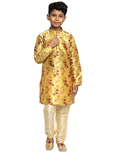 Image of KRAFT INDIA Boys Silk Print Kurta Churidar