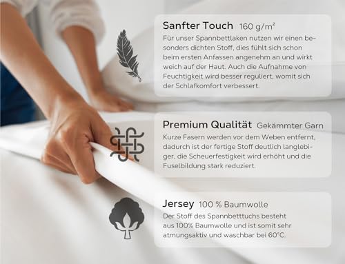 BEAUTEX Spannbetttuch Bettlaken aus Baumwolle, Premium Jersey Stoff 160g/m², Größe und Farbe wählbar (Standard - 200x200x30 cm, Altrose)