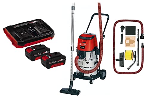 Einhell Aspirateur eau et poussière sans fil TE-VC 36/30 Li S-Solo - Power X-Change (36V, Cuve 30L, 2 vitesses (ECO/BOOST), Raccord pour soufflerie) avec Twincharger et 2 Batteries 4,0Ah
