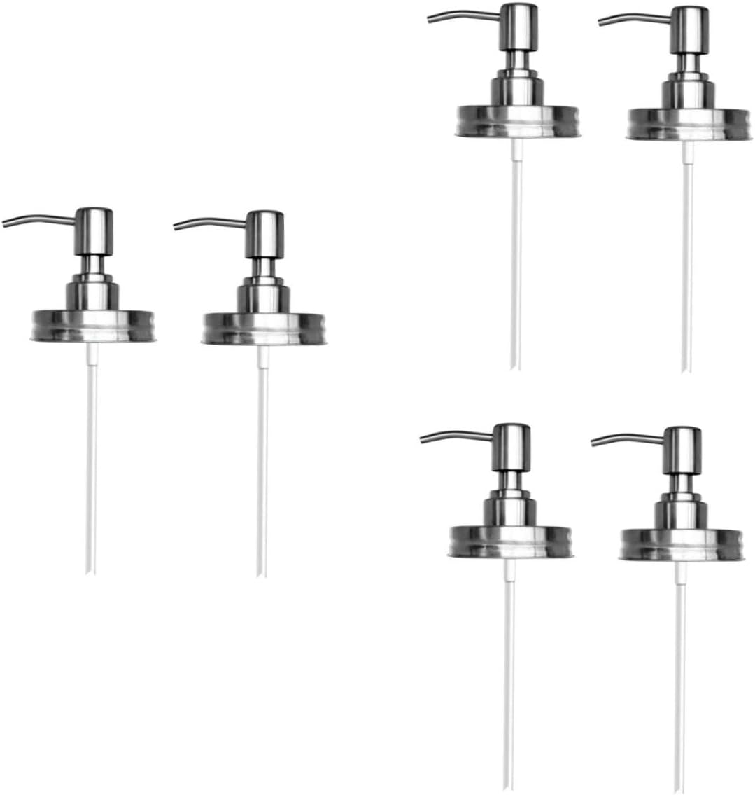 Amosfun 6pcs Style Soap Dispenser Lids Stainless Steel Lotion Pump for Bathroom Accessory