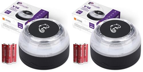 Baliza V16 geolocalizada para coches averiados en carretera con luz de emergencia visible a 1km