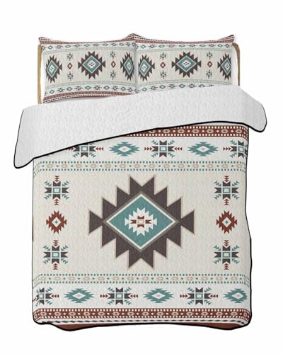 Twin Quilt Bedding Set, Classic Aztec Pattern Lightweight Coverlet Summer