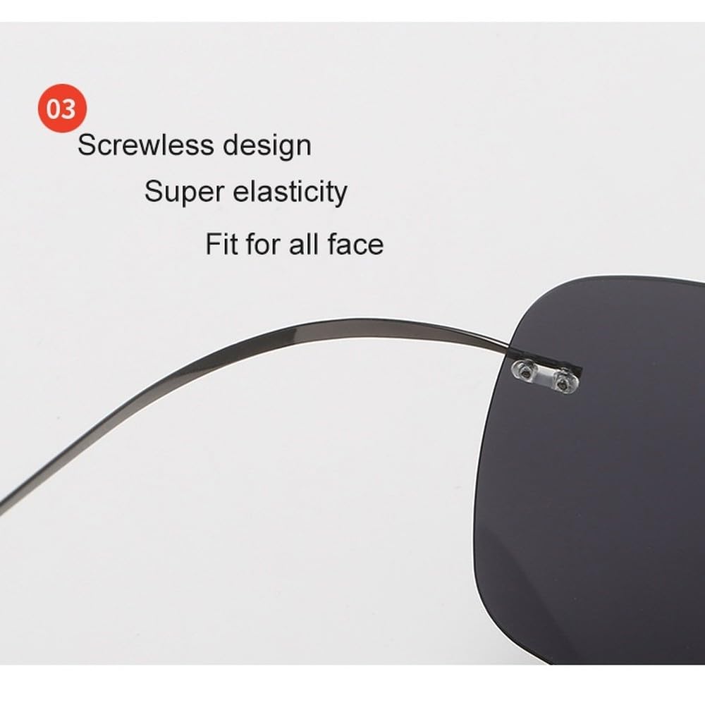 Gafas de sol polarizadas cuadradas sin montura para hombre, ideales para conducir. Gafas de sol ultraligeras de titanio puro.