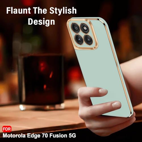 Image of TheGiftKart Luxurious Golden-Plated Back Cover Case for Motorola Moto Edge 70 Fusion 5G | Raised Lips for Camera & Screen Protection | Shockproof Design | Stylish Back Cover Case (TPU, Green)