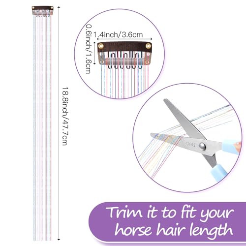 Juexica 18 Pcs Horse Accessory Clip in Hair Extensions for Mane and Tail Tack Horse Stuff Pony Hair Tinsel for Real Horses Western Bride Horse Lover and Girls Birthday (Multicolor)