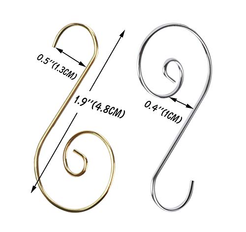 Lemonfilter 200Pcs Christmas Ornament Hooks Christmas Tree Hanger Hooks S Hooks Hanging Hook For Christmas Tree Christmas Balls Party Decorations (Gold&Silver) #TOP1